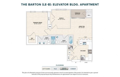 Floor plan for 2 beds, 2 baths, 974 sqft